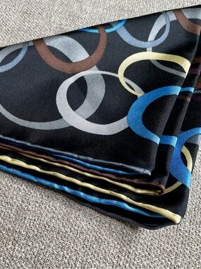 Dion Silk Handmade Men’s Blue Yellow Grey Brown Maroon Circles Pocket Square